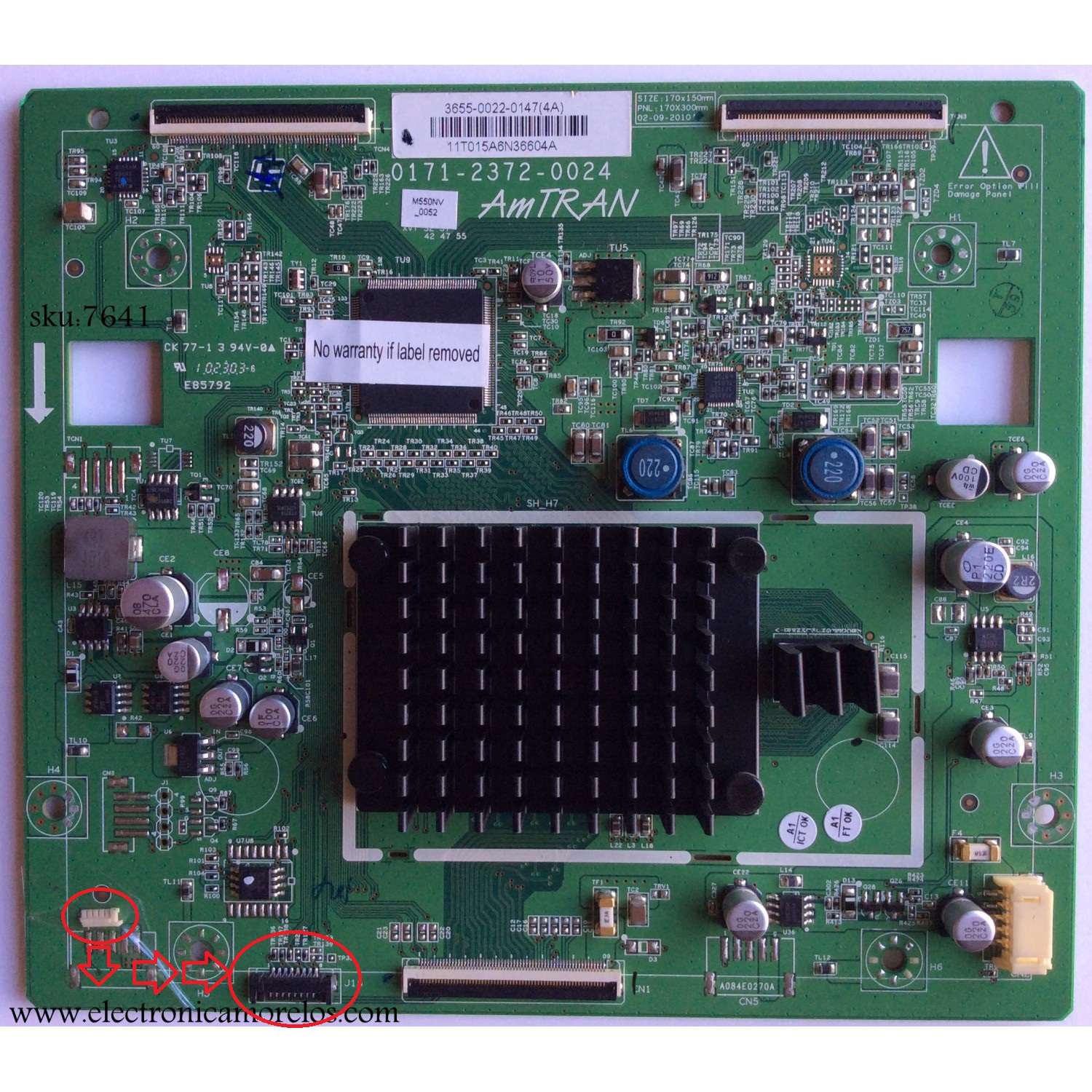T-CON / VIZIO 3655-0022-0147 / 0171-2372-0024 / 0171-2372-0022 / PANEL LC550EUH (SC)(A1) / MODELOS M550NV LASPGSAM / M550NV LAPPGSAL